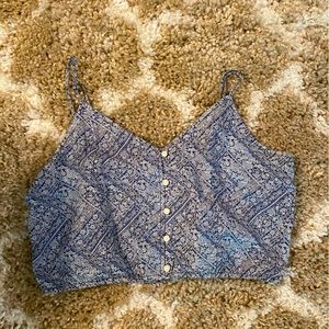 Cropped tank with blue floral design